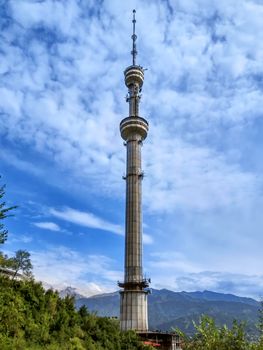Kok Tobe telecommunication tower in Almaty, Kazakhstan.