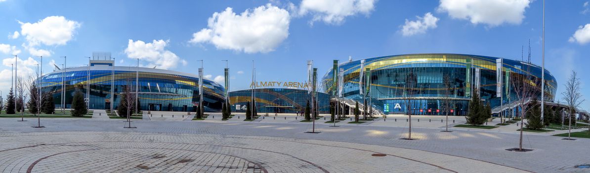 ALMATY, KAZAKHSTAN - APRIL 23, 2017: Ice complex - Almaty Arena, was built in 2016 for Winter Universiade in Almaty city.

Almaty, Kazakhstan - April 23, 2017: Ice complex - Almaty Arena, was built in 2016 for Winter Universiade in Almaty city.