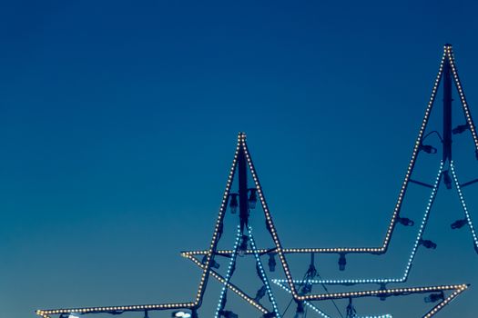 christmas star in led light on night background