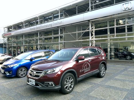 KAOHSIUNG, TAIWAN -- MAY 6, 2017: A Honda car dealership in Kaohsiung City displays the latest models available for test drives.