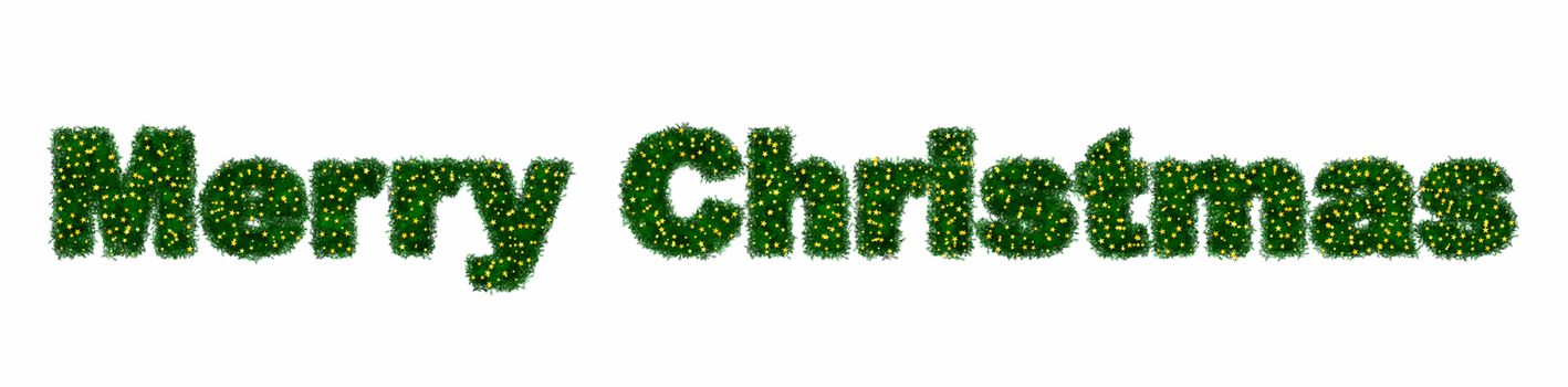 Garland from fir branches with Merry Christmas text