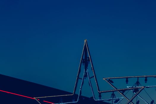 christmas star in led light on night background