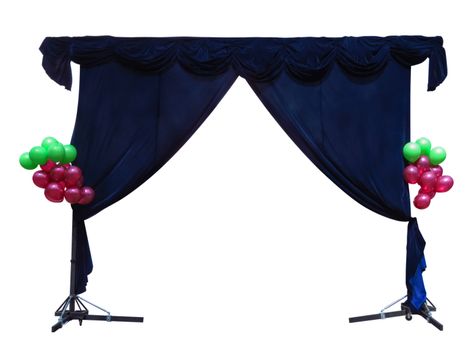 Mobile theater curtain isolated on white. Clipping path included.