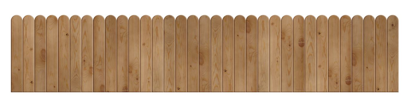 Wooden long fence isolated on white background