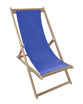 Blue deckchair isolated on white. Clipping Path included