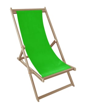Green deckchair isolated on white. Clipping Path included