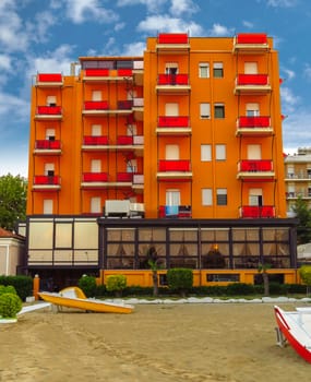 Rimini, Italy - June 16, 2017: Architecture of city in Rimini, Italy