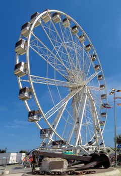 Rimini, Italy - June 21, 2017: Beautiful Ferris wheel on the beach of Rimini, Italy