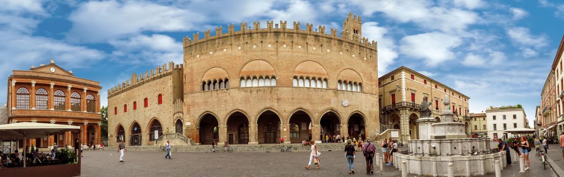 Rimini, Italy - June 14, 2017: Piazza Cavour Square. The city square is the political and economic center since the beginning of the thirteenth century.