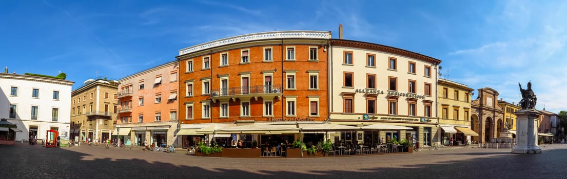 Rimini, Italy - June 21, 2017: Piazza Cavour Square. The city square is the political and economic center since the beginning of the thirteenth century.