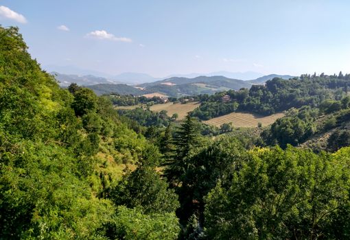 Countryside view from the Fortress of San Leo, San Leo, Italy