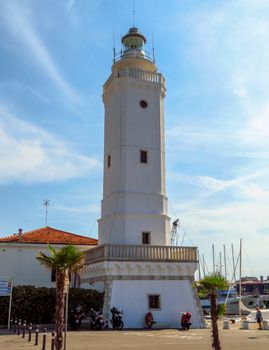 Rimini, Italy - June 21, 2017: Ancient eighteenth century lighthouse in Rimini, Italy