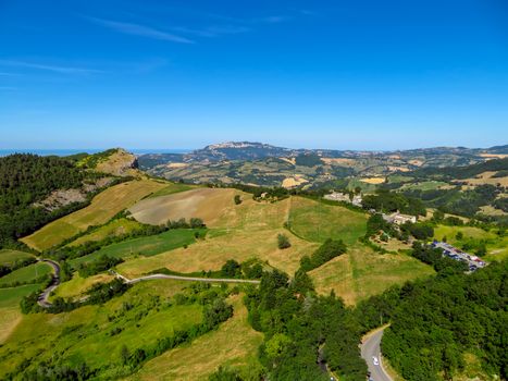 Countryside view from the Fortress of San Leo, San Leo, Italy