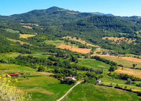 Countryside view from the Fortress of San Leo, San Leo, Italy