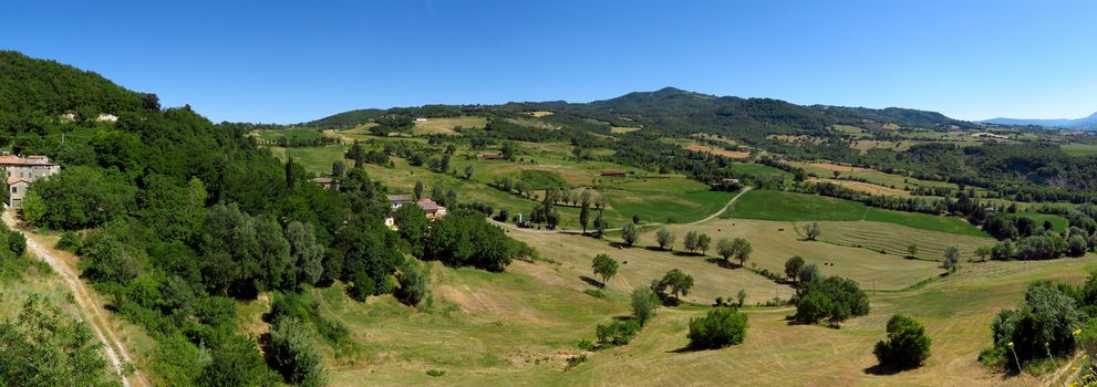 Countryside view from the Fortress of San Leo, San Leo, Italy