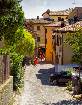 San Leo, Italy - June 18, 2017: Street of old city in San Leo, Italy