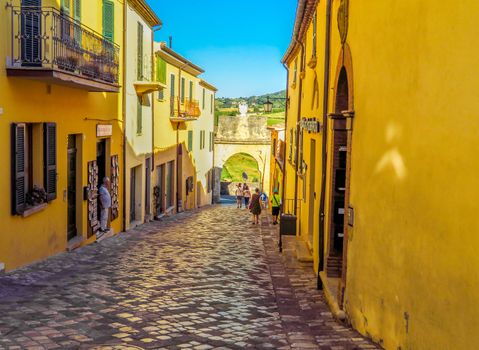 San Leo, Italy - June 18, 2017: Street of old city in San Leo, Italy