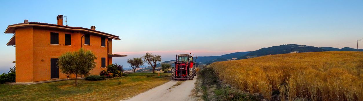 Panoramic view of countryside from Urbino, Italy