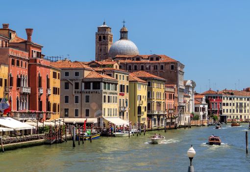 Venice, Italy - June 20, 2017: Architecture of Venice along Grand Canal