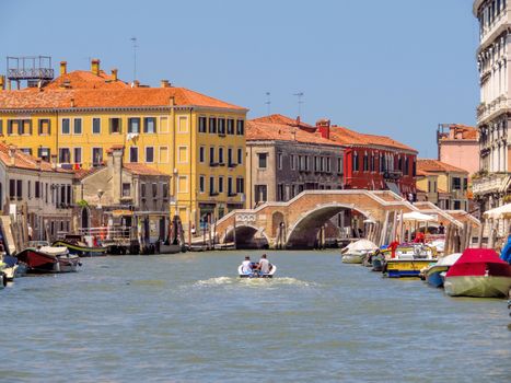 Venice, Italy - June 20, 2017: Architecture of Venice along Grand Canal