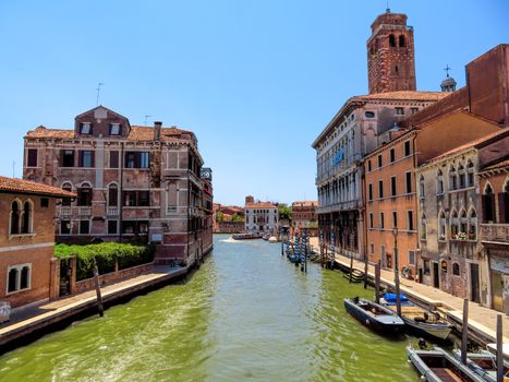Venice, Italy - June 20, 2017: Architecture of Venice along Grand Canal