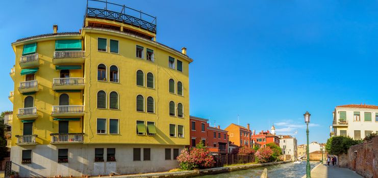 Venice, Italy - June 20, 2017: Panoramic view of architecture old of city in Venice, Italy