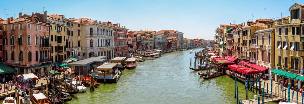 Venice, Italy - June 20, 2017: Panoramic view of Venice from the Grand Canal