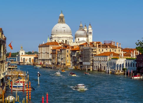 Venice, Italy - June 20, 2017: View to old cathedral of Santa Maria della Salute in Venice, Italy.
