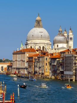 Venice, Italy - June 20, 2017: View to old cathedral of Santa Maria della Salute in Venice, Italy.