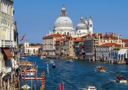 Venice, Italy - June 20, 2017: View to old cathedral of Santa Maria della Salute in Venice, Italy.