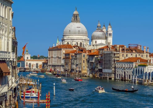 Venice, Italy - June 20, 2017: View to old cathedral of Santa Maria della Salute in Venice, Italy.