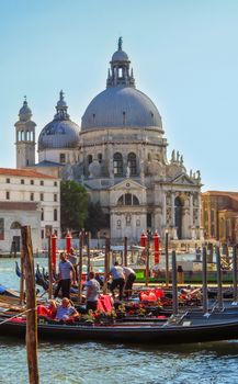 Venice, Italy - June 20, 2017: View to old cathedral of Santa Maria della Salute in Venice, Italy.