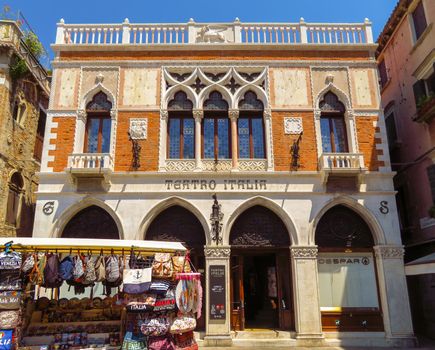 Venice, Italy - June 20, 2017: Facade of Teatro Italia (also called the Cinema Italia) in Venice, Italy.