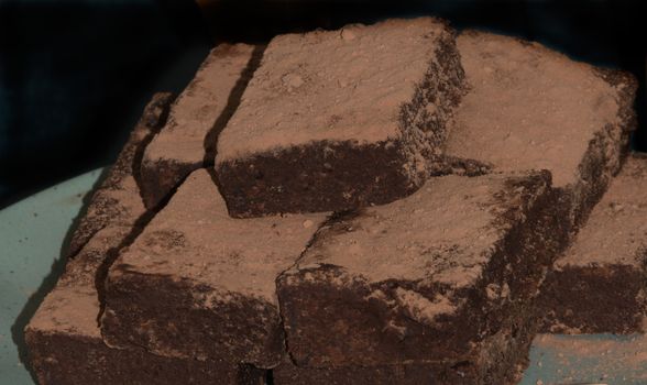 Chocolate Fondant Brownies for sale on a market stall