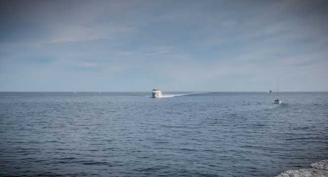 Ferry in the middle of the ocean that will enter the port of Ile d'Yeu