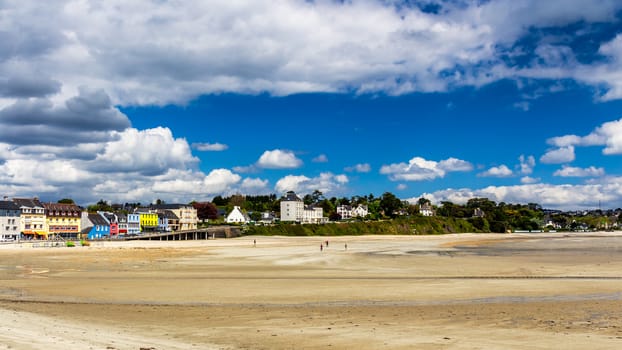 Beautiful village of Morgat with the sand beach and rocky coastline, Finistere, Brittany (Bretagne), France.