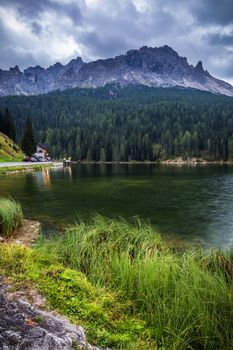 Lake Misurina, picturesque afternoon scene in the Tre Cime Di Lavaredo Natural Park, Dolomite Alps, Italy, Europe. 