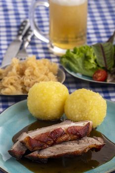 bavarian roasted pork with potato dumlings