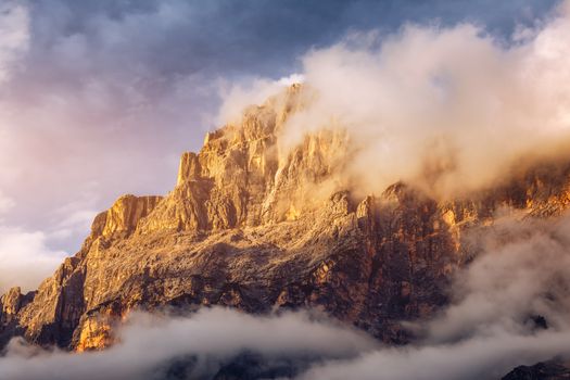 Monte Antelao (3263m) above San Vito di Cadore (close to Cortina d'Ampezzo), is the second highest mountain in Dolomiti, also known as the King of the Mountains, South Tyrol, Italy.