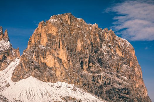 Great view of the National Park Dolomites (Dolomiti), famous location, Tyrol, Alp, Italy, Europe. Dramatic and picturesque scene. Beauty world.