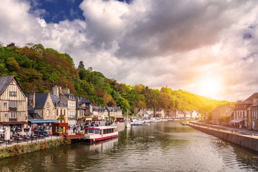 The picturesque medieval port of Dinan on the Rance Estuary, Brittany (Bretagne), France