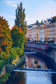 Autumn view of old town of Karlovy Vary (Carlsbad), Czech Republic, Europe