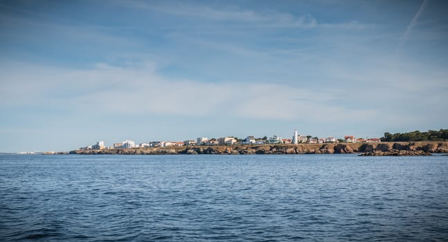 entrance to the port of Yeu island seen from the Atlantic Ocean