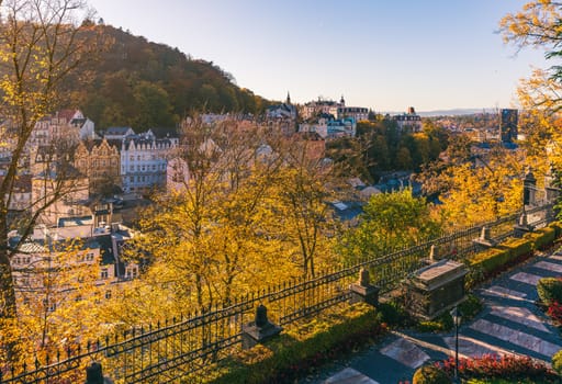 Autumn view of old town of Karlovy Vary (Carlsbad), Czech Republic, Europe