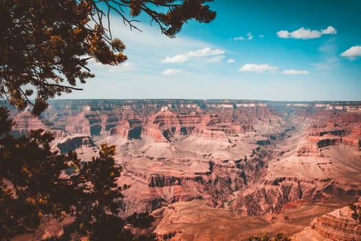 Colors and layers from the southern rim of Grand Canyon National Park in Arizona, USA.Teal and orange view.