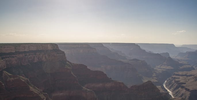 Beautiful Landscape of Grand Canyon with the Colorado River visible at sunset