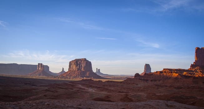 Monument Valley, desert canyon and scenic landmark from USA