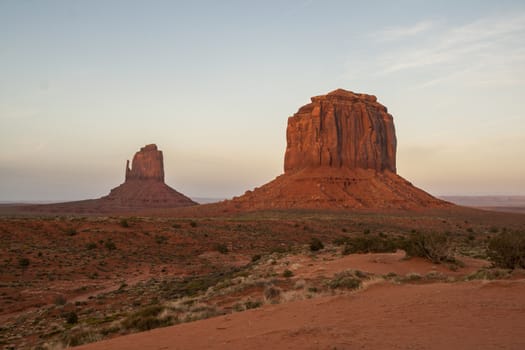 Monument Valley at sunset & blue hour
