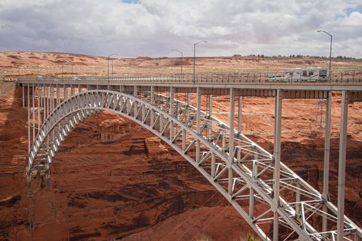 Glen Canyon Dam Bridge viewed from dam visitor center.