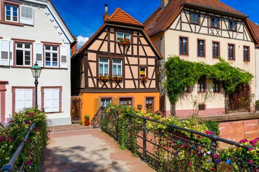 Market square with town hall and town hall tower, Ettlingen, Germany, Black Forest, Baden-Wuerttemberg, Germany, Europe. Downtown of Ettlingen town in Baden Wurttemberg, Germany.